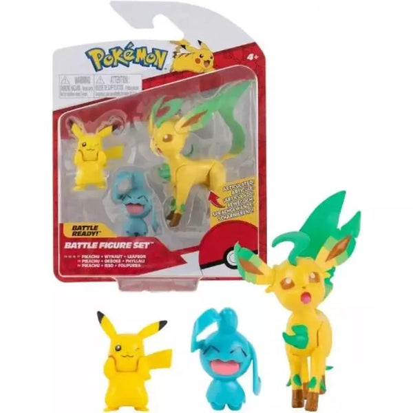 Pokemon Battle Figur 3-pack 5/8 cm- Pikachu, Wynaut, Leafon