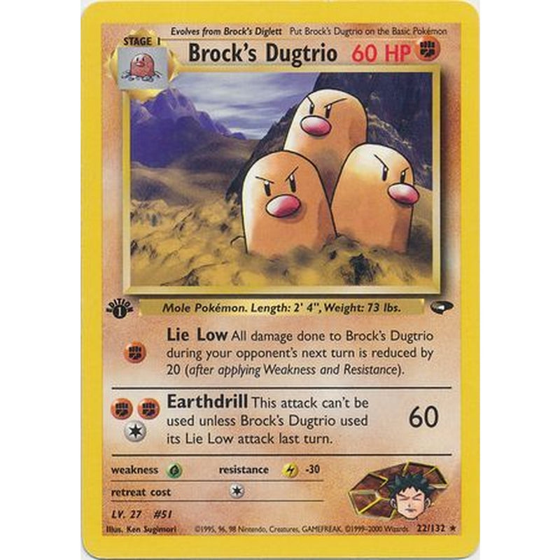 Brock's Dugtrio - 22/132 - Rare 1st Edition