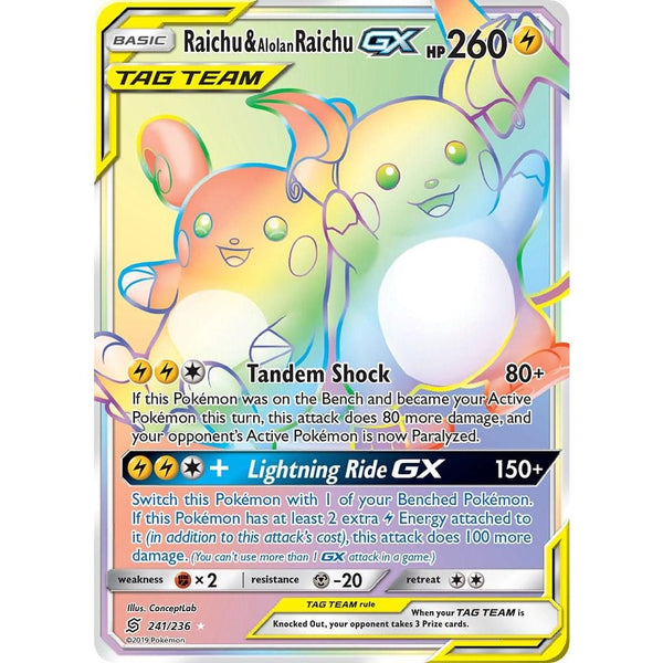 Raichu & Alolan Raichu GX #241 Pokemon Unified Minds