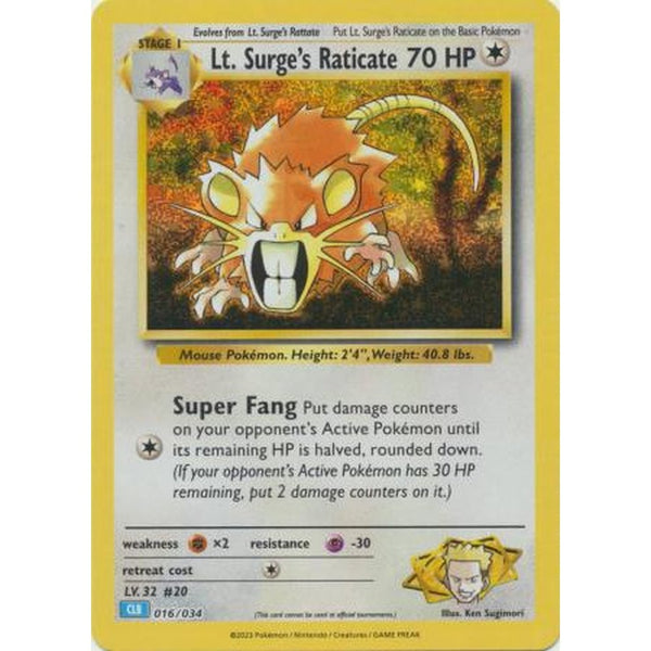 Lt. Surge's Raticate - 016/034 - CLB