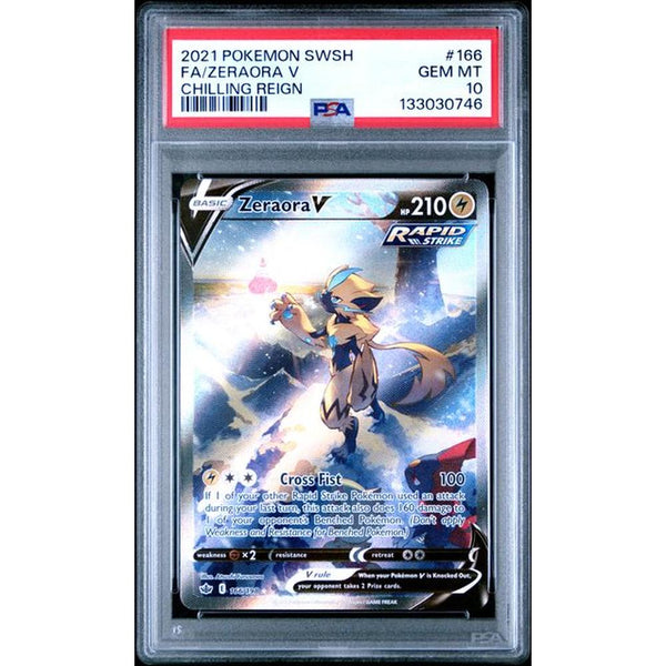 2021 POKEMON SWORD & SHIELD CHILLING REIGN #166 FA/ZERAORA V | PSA 10 |