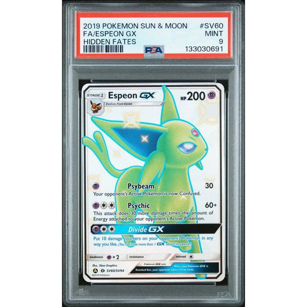 2019 POKEMON SUN & MOON HIDDEN FATES #SV60 FA/ESPEON GX | PSA 9 |