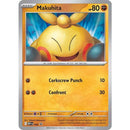 Makuhita 68 Promo (2026) Mint Pokémon card with gold-orange gradient and silver border