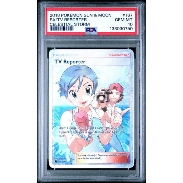2018 POKEMON SUN & MOON CELESTIAL STORM #167 FA/TV REPORTER | PSA 10 |