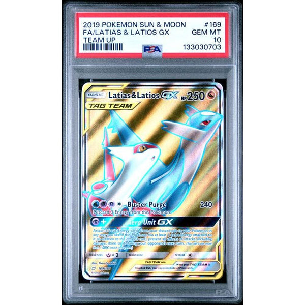 2019 POKEMON SUN & MOON TEAM UP #169 FA/LATIAS & LATIOS GX | PSA 10 |