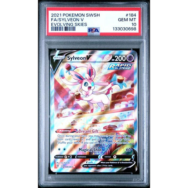 2021 POKEMON SWORD & SHIELD EVOLVING SKIES #184 FA/SYLVEON V | PSA 10 |