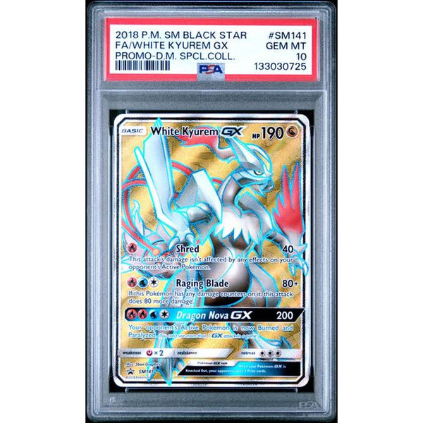 2018 POKEMON SM BLACK STAR PROMO #SM141 FA/WHITE KYUREM GX | PSA 10 |