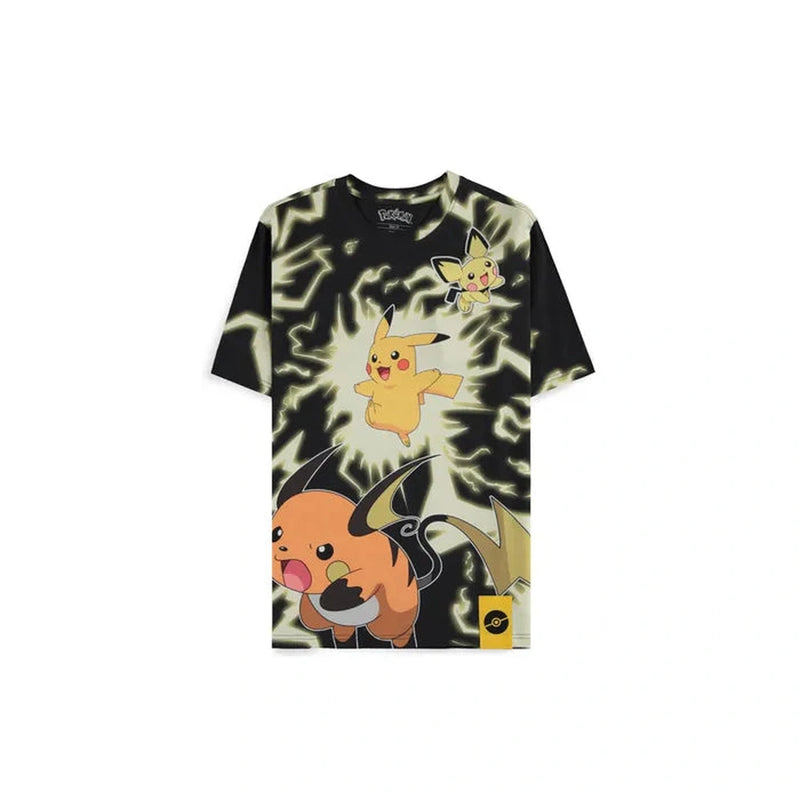 Pokemon - Pikachu Lightning Digital AOP Short Sleeved T-shirt - Medium