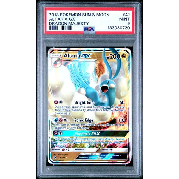 2018 POKEMON SUN & MOON DRAGON MAJESTY #41 ALTARIA GX | PSA 9 |