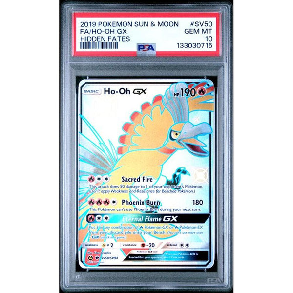 2019 POKEMON SUN & MOON HIDDEN FATES #SV50 FA/HO-OH GX | PSA 10 |