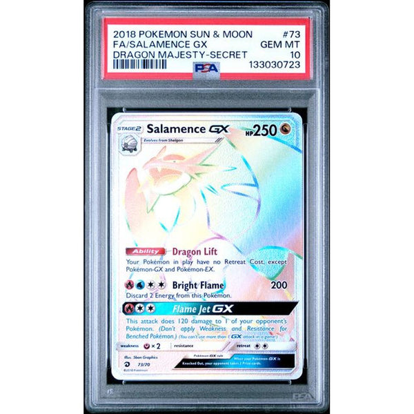 2018 POKEMON SUN & MOON DRAGON MAJESTY #73 FA/SALAMENCE GX | PSA 10 |