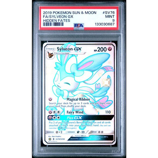 2019 POKEMON SUN & MOON HIDDEN FATES #SV76 FA/SYLVEON GX | PSA 9 |