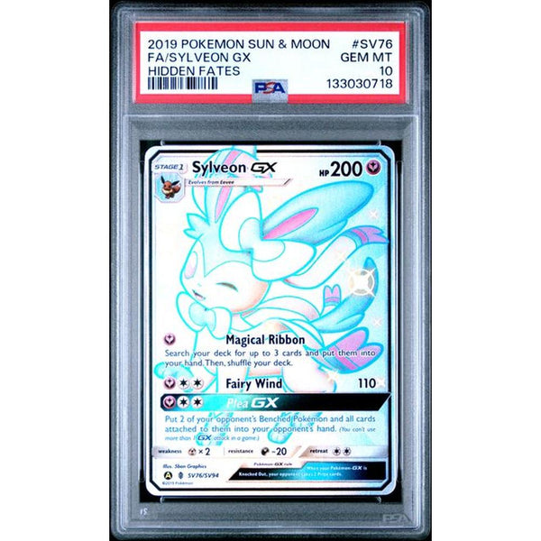 2019 POKEMON SUN & MOON HIDDEN FATES #SV76 FA/SYLVEON GX | PSA 10 |