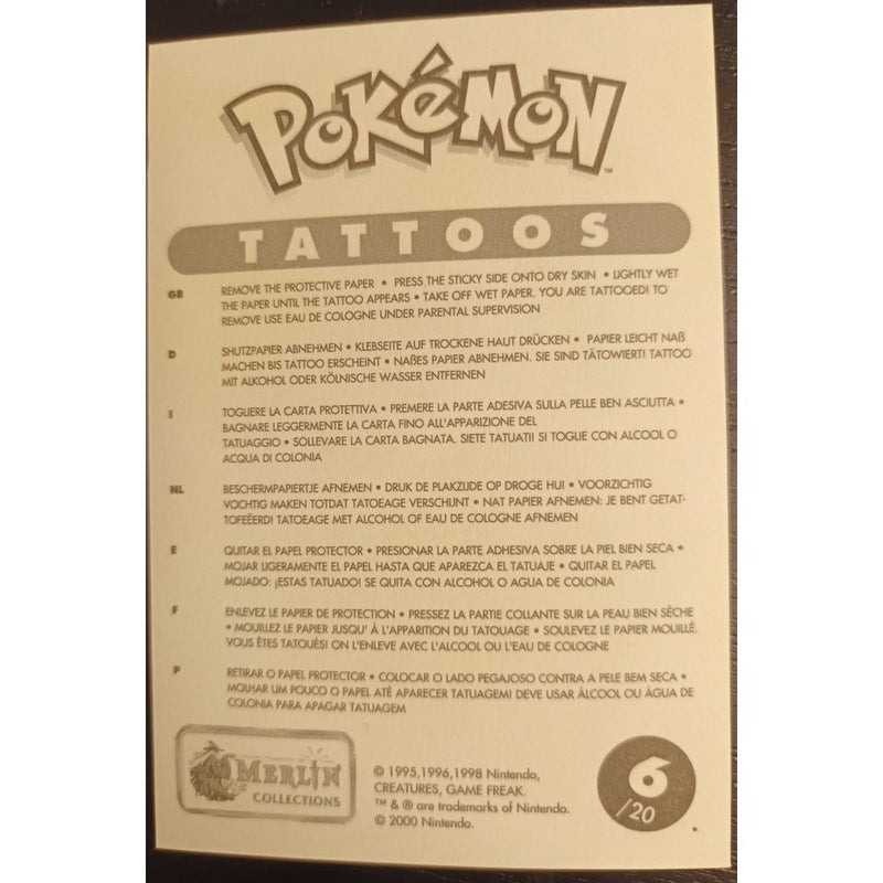 Pokemon Tatoveringer fra år 1999