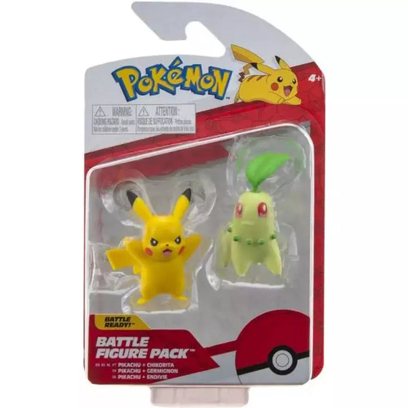 Pokemon Battle Figur 2-pack 5 cm- Chikorita og Pikachu